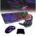 RGB backlit gaming keyboard and headset, mouse set