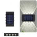 Solar Powered Up And Down LED Outdoor Wall Lights 8LED White 2Pcs