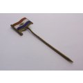 AN OLD STICKPIN WITH ENAMEL - OLD SOUTH AFRICAN FLAG
