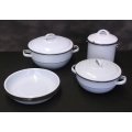 BRILLIANT !! 11 PIECES ENAMELWARE ( INCLUDING LIDS )...ONE PRICE...FOR THAT RUSTIC LOOK...LOVE IT !!