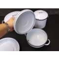 BRILLIANT !! 11 PIECES ENAMELWARE ( INCLUDING LIDS )...ONE PRICE...FOR THAT RUSTIC LOOK...LOVE IT !!