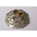 A BEAUTIFUL VINTAGE SOLID STERLING SILVER SCOTTISH THISTLE BROOCH - WITH MAKERS MARKS - MUST SEE !!!
