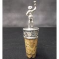 A CHARMING VINTAGE DETAILED CORK HOLDER WITH SILVER CONTENT ...MARKED 90%...LOOKS DUTCH