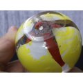 AN EYE CATCHING VINTAGE SOLID GLASS PAPERWEIGHT ...FUNKY COLORS !!! HEAVY !!!