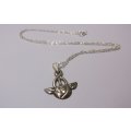 A PETITE TWIST DESIGN STERLING SILVER NECKLACE WITH A HALLMARKED SILVER "CELTIC ROSE" PENDANT...WOW