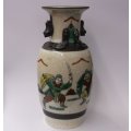 A BEAUTIFUL PAIR OF OLD ORIENTAL VASES WITH HAND PAINTED DETAIL AND MAKERS MARK ON BASE !!! WOW !!!