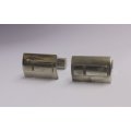 A COOL AND STYLISH VINTAGE SOLID STERLING SILVER PAIR OF DESIGNER CUFFLINKS ...SEE MAKERS MARK !!