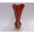 A SUPERB VINTAGE MURANO LOOK BLOWN GLASS VASE WITH LOVELY COLORS AND SWIRLS ....WOW !!!