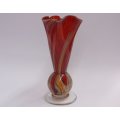 A SUPERB VINTAGE MURANO LOOK BLOWN GLASS VASE WITH LOVELY COLORS AND SWIRLS ....WOW !!!