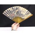 STUNNING !! TWO VINTAGE HAND HELD ORIENTAL FANS ...ONE HAND PAINTED FROM THAILAND...WOW !!!!