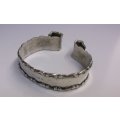 A COOL OLD HALLMARKED STERLING SILVER "BIG RING" TURNED BANGLE WITH SCROLL TYPE ENDS ...MUST SEE !!