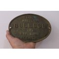 AN ULTRA COOL VINTAGE """BULLDOG""" SAFE CO BRONZE SAFE PLAQUE ....A VERY VERY RARE FIND !!!!