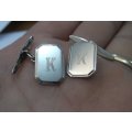 A REALLY COOL VINTAGE PAIR OF SOLID STERLING SILVER CUFFLINKS BY OBLO ...EXCELLENT CONDITION !!