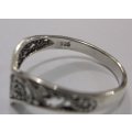 A LOVELY SOLID STERLING SILVER RING WITH FILIGREE DETAIL AND POINTED TIP ...SOMETHING DIFFERENT