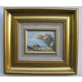 WOW !! A GORGEOUSLY FRAMED SIGNED ORIGINAL MINIATURE OIL ON BOARD .. POSSIBLY BY FRANCOIS BADENHORST