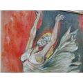 AN OUTSTANDING ORIGINAL OIL ON CANVAS OF A DANCER SIGNED BY THE ARTIST