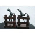 AN ABSOLUTELY  GORGEOUS VINTAGE PAIR OF BRONZE COLORED METAL HORSE BOOKENDS...WOW !!!!!