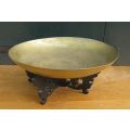 AN AWESOME VINTAGE CHINESE BOWL WITH DRAGON DETAIL ON A WOODEN STAND ...MUST SEE !!
