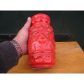 BRILLIANT RARE FIND ! A GORGEOUS VINTAGE WEST GERMAN ""BAY POTTERY"" VASE IN STRIKING RED !! MARKED