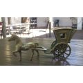 SO SWEET !! A CHARACTERFUL VINTAGE SOLID BRASS HORSE AND CART ORNAMENT !! WOW !!