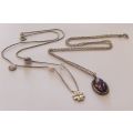 AWESOME !! ONE "CHARMING" STERLING SILVER NECKLACE AND AN UNUSUAL PENDANT WITH CHAIN...ALL SILVER !!