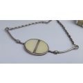 A FANTASTIC STERLING SILVER NECKLACE AND STERLING SILVER RING WITH INTERESTING INSETS ...TAKE A LOOK