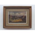 WOW !! A VERY CHARMING OLD ORIGINAL OIL ON BOARD LANDSCAPE PAINTING BY WELL KNOWN KEITH JOHN FAURE