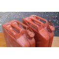 SO COOL !! ...TWO HEAVY VINTAGE METAL JERRY CANS ...20L CAPACITY ....BID FOR BOTH