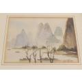 An original signed watercolour painting by Chinese mid 20th century artist Chi Shing