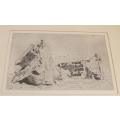 An original vintage etching by listed SA artist Francois Krige ( 1913 - 1994 ) - Shipwreck