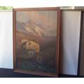 An old original oil on board painting by Italian artist Ercole Magrotti ( 1890 - 1958 )