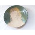 A rare large hand made signed pottery charger by listed SA artist and potter Daan Verwey