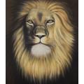 A huge unsigned original acrylic painting on canvas of a lion - hang as is or frame