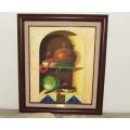 An original oil on canvas still life painting by Mexican artist Alejandro Sanchez Ramos