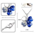 EXQUISITE! Dark Blue Four Leaf Clover Necklace Made With Precision-Cut Crystals - STYLISH DESIGN!