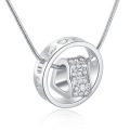 EXQUISITE!! 18K White Gold Plated Heart + Ring Pendant Necklace Made With Clear Swarovski Elements