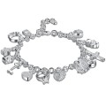 Stunning! 925 Silver-Filled Heart Ring Key Lock Moon Star Cross Anchor Charm Bracelet