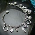 Stunning! 925 Silver-Filled Heart Ring Key Lock Moon Star Cross Anchor Charm Bracelet