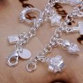 Stunning! 925 Silver-Filled Heart Ring Key Lock Moon Star Cross Anchor Charm Bracelet