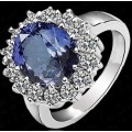 Exquisite! Luxury British Princess Engagement Style Ring - Platinum Colour - Size 8 (P 1/2)