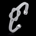 Beautiful! New 925 Sterling Silver Filled Open Cuff Eternity Knot Bangle - Adjustable