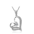 EXQUISITE!! Silver Plated Rhinestone Heart Pendant Necklace