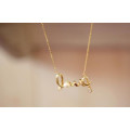Beautiful LOVE Crystal Pendant Necklace - Yellow Gold Plated