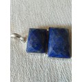 Genuine Checker Board Cut Double Lapis Lazuli Gemstone Pendant