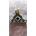 Silver Yellow Gold Blue Stone And Cz Pendant