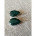 Pair Of Genuine Emerald Quartz Tear Drop Earrings