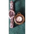 A Ladies Silver Tone Wrist Watch And A Gold Tone Pendant Watch - (Not Working)
