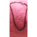 Vintage Garnet Colour Faceted Beads Necklace With Sliver Clasp