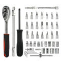 46 pieces car repair tools 1/4 inch socket set ratchet set torque wrench combination drill bit