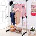 Double Rod Clothes Rack for Drying, Hanging and Displaying Clothes Rack with Wheels